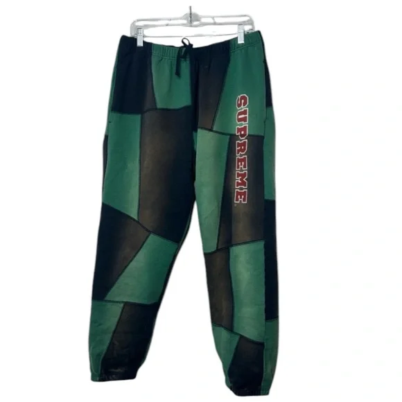 Supreme Green and Black Patchwork Sweatpants | Large - Picture 1 of 6
